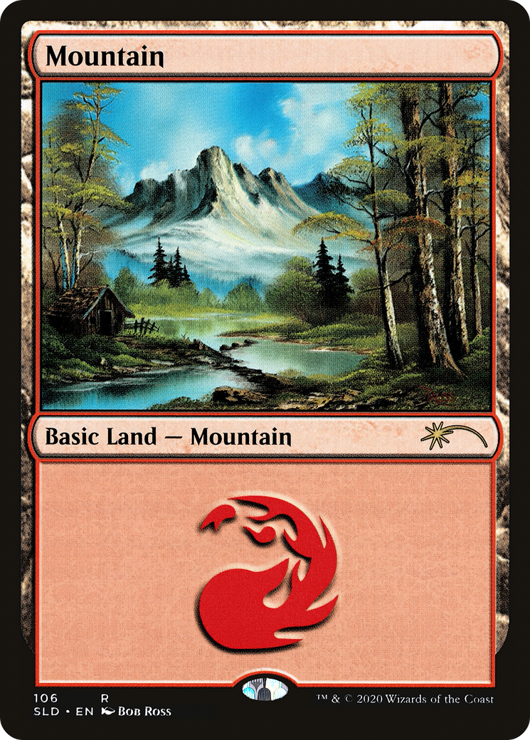 Mountain (106) (Bob Ross) (SLD-106) [Secret Lair] Drop Foil MTG Single Wizards of the Coast