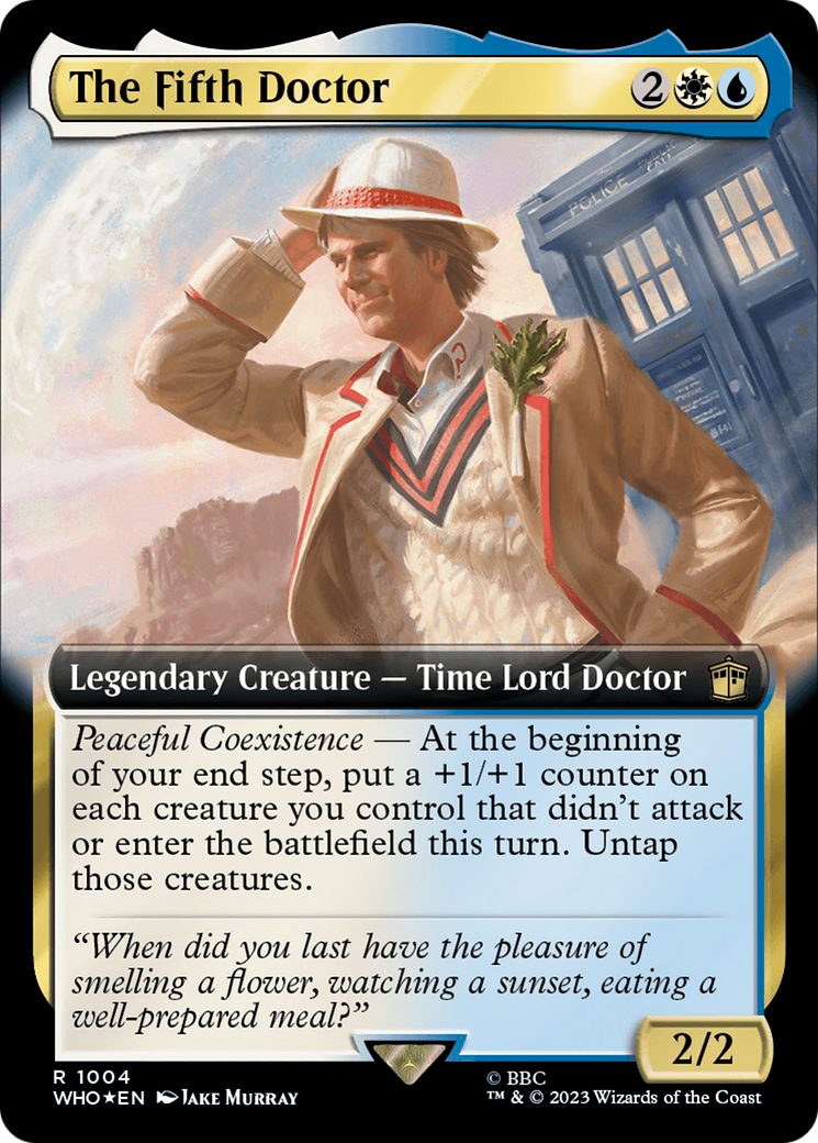 The Fifth Doctor (Surge Foil) (WHO-1004) [Doctor Who] (Extended Art) Foil MTG Single Wizards of the Coast