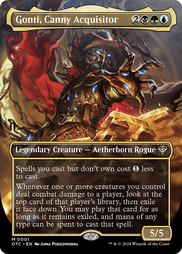 Gonti, Canny Acquisitor (OTC-001) [Outlaws of Thunder Junction Commander] (Full Art) (Borderless) Foil MTG Single Wizards of the Coast
