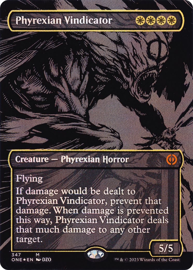 Phyrexian Vindicator (Oil Slick Raised Foil) (ONE-347) [Phyrexia: All Will Be One] (Borderless) Foil MTG Single Wizards of the Coast