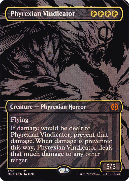Phyrexian Vindicator (Oil Slick Raised Foil) (ONE-347) [Phyrexia: All Will Be One] (Borderless) Foil MTG Single Wizards of the Coast