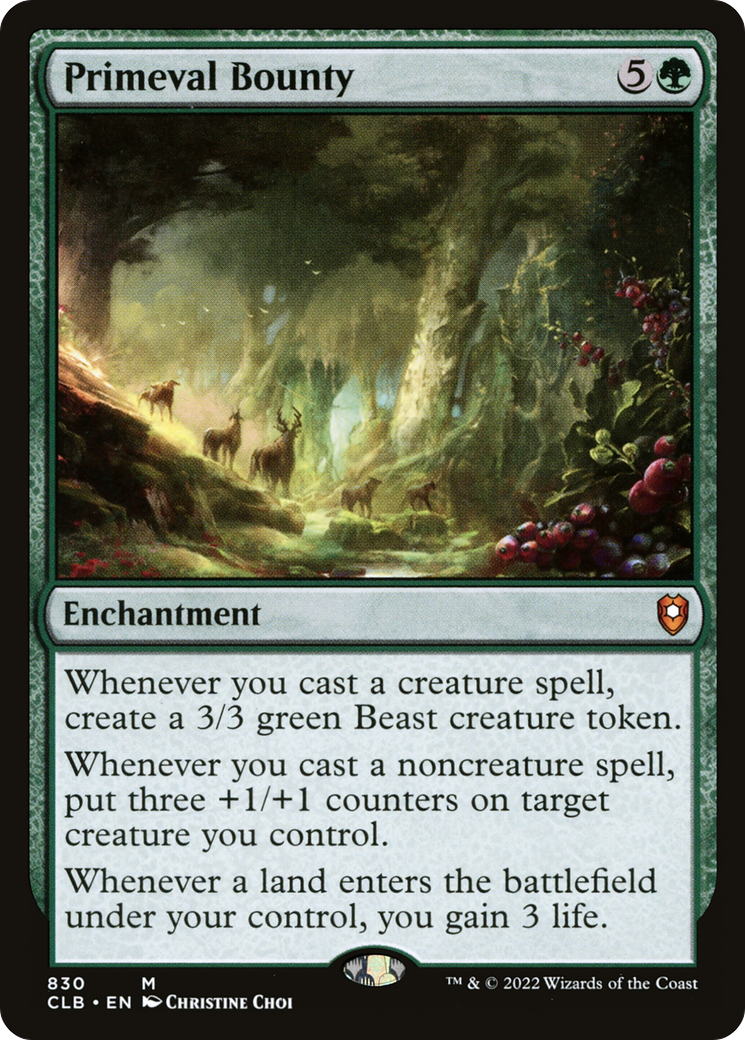 Primeval Bounty (CLB-830) [Commander Legends: Battle for Baldur's Gate] MTG Single Wizards of the Coast
