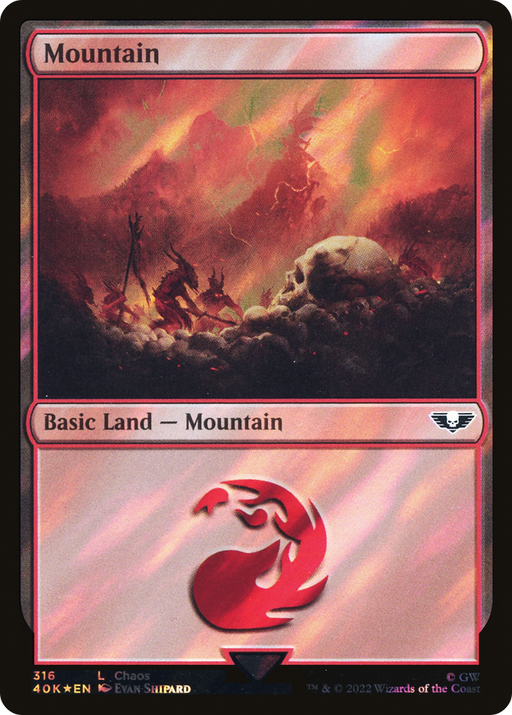 Mountain (316) (Surge Foil) (40K-316) [Warhammer 40,000 Commander] Foil MTG Single Wizards of the Coast