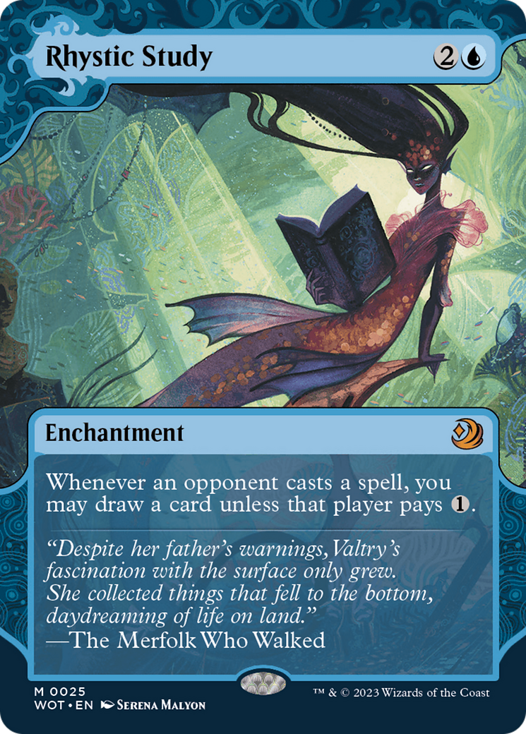 Rhystic Study (WOT-025) [Wilds of Eldraine: Enchanting Tales] (Showcase) (Borderless) Foil MTG Single Wizards of the Coast