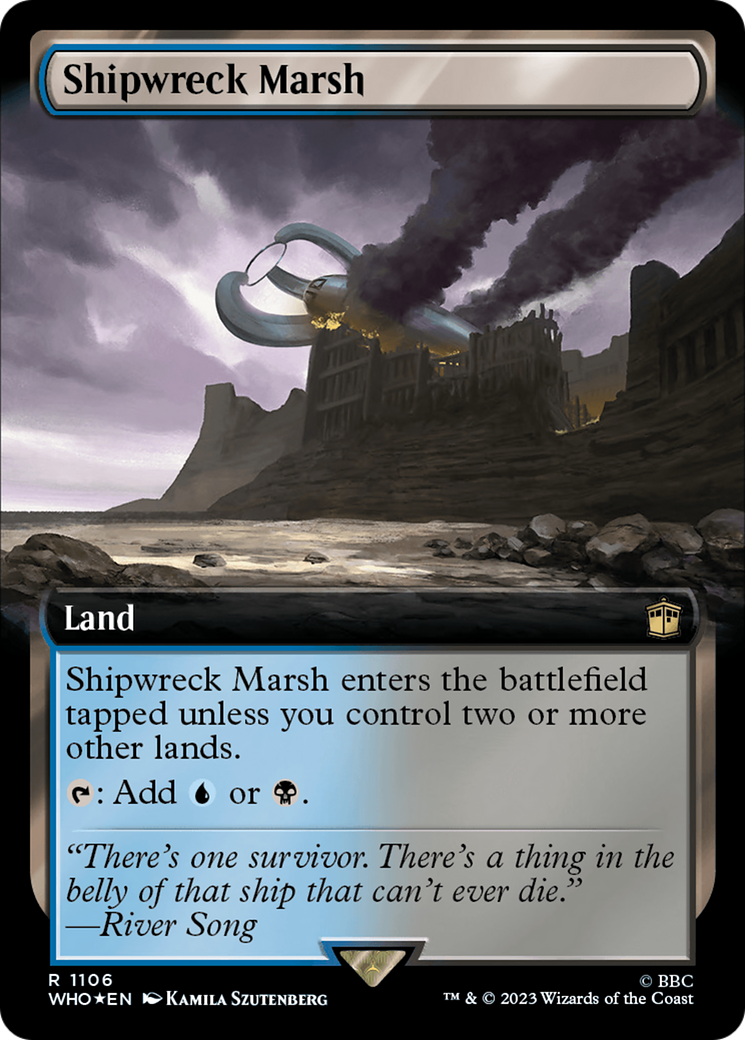 Shipwreck Marsh (Surge Foil) (WHO-1106) [Doctor Who] (Extended Art) Foil MTG Single Wizards of the Coast