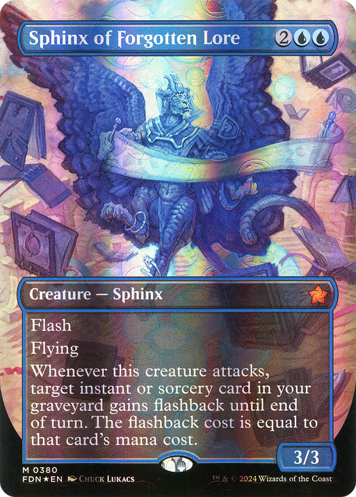 Sphinx of Forgotten Lore (Mana Foil) (FDN-380) [Foundations] (Borderless) Foil MTG Single Wizards of the Coast
