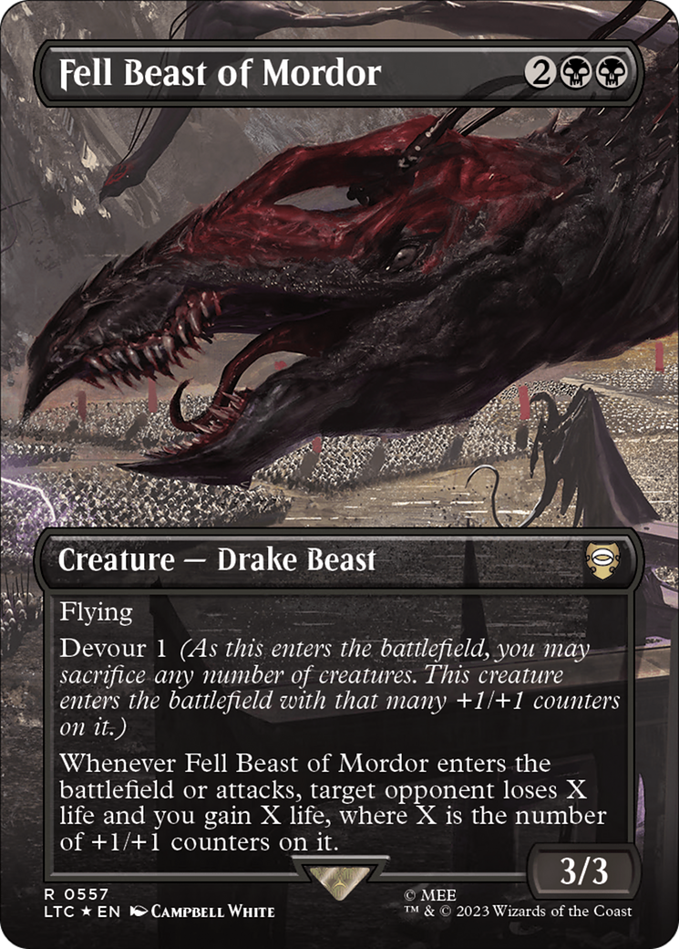 Fell Beast of Mordor (LTC-557) [Tales of Middle-earth Commander] (Borderless) Foil MTG Single Wizards of the Coast