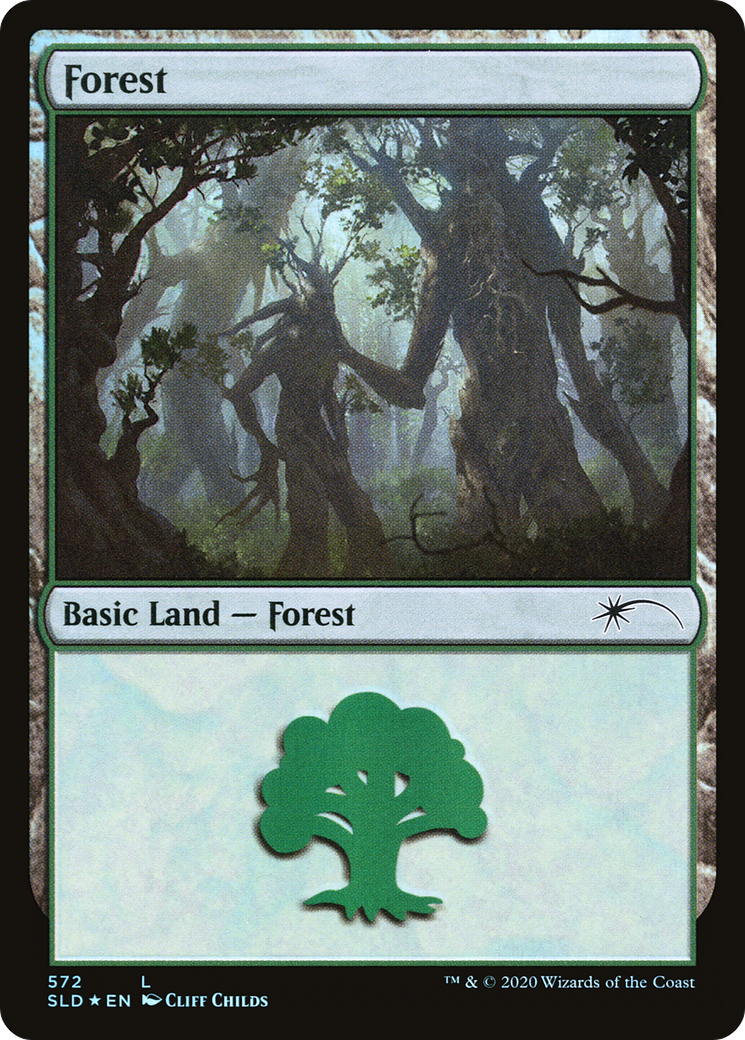Forest (572) (SLD-572) [Secret Lair] Drop Foil MTG Single Wizards of the Coast