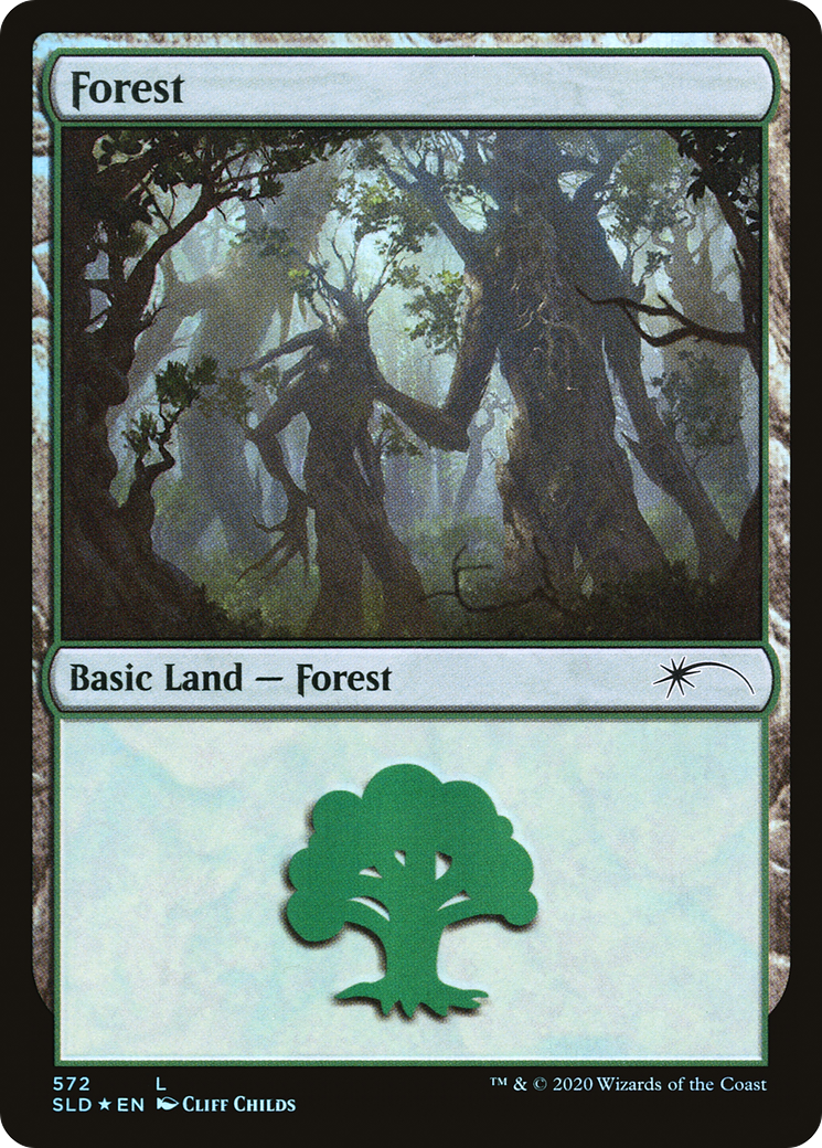 Forest (572) (SLD-572) [Secret Lair] Drop Foil MTG Single Wizards of the Coast