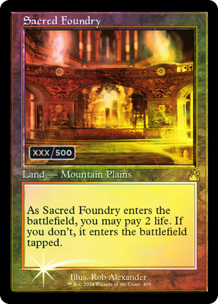 Sacred Foundry (Serial Numbered) (RVR-409) [Ravnica Remastered] Foil MTG Single Wizards of the Coast