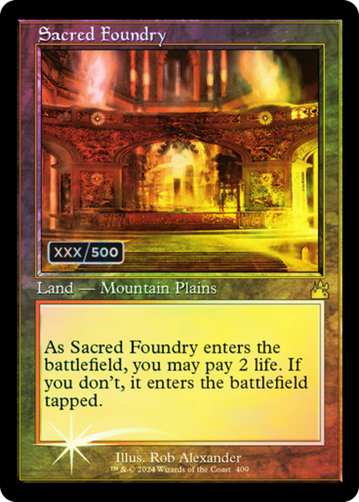 Sacred Foundry (Serial Numbered) (RVR-409) [Ravnica Remastered] Foil MTG Single Wizards of the Coast
