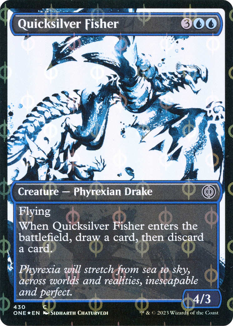 Quicksilver Fisher (Step-and-Compleat Foil) (ONE-430) [Phyrexia: All Will Be One] (Showcase) Foil MTG Single Wizards of the Coast
