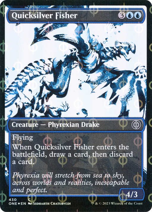 Quicksilver Fisher (Step-and-Compleat Foil) (ONE-430) [Phyrexia: All Will Be One] (Showcase) Foil MTG Single Wizards of the Coast