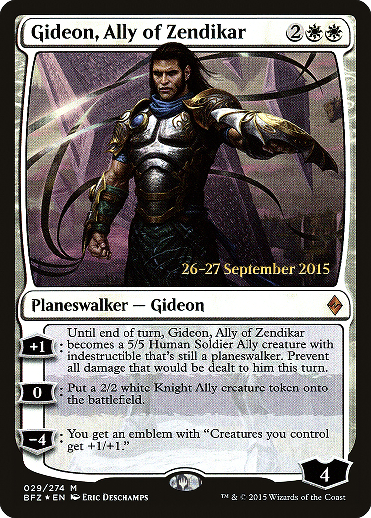 Gideon, Ally of Zendikar (PRE-029) [Battle for Zendikar Promos] Foil MTG Single Wizards of the Coast
