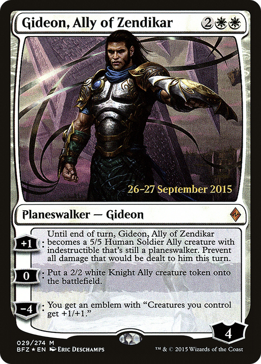 Gideon, Ally of Zendikar (PRE-029) [Battle for Zendikar Promos] Foil MTG Single Wizards of the Coast
