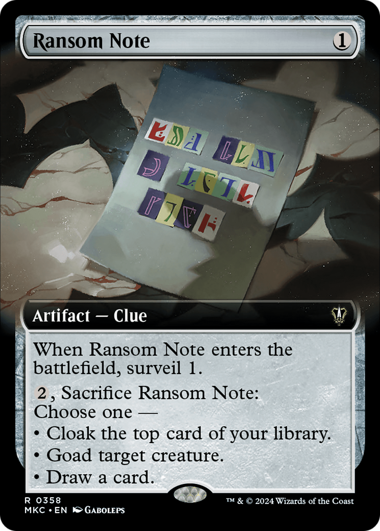 Ransom Note (0358) (MKC-358) [Murders at Karlov Manor Commander] (Extended Art) MTG Single Wizards of the Coast