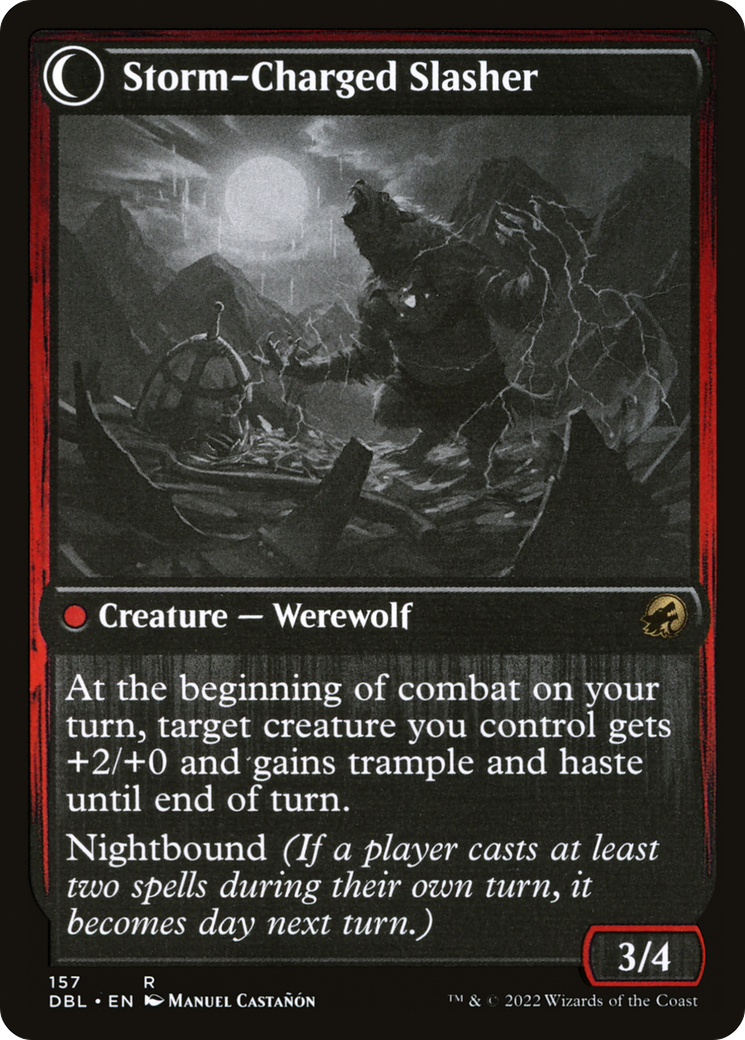 Reckless Stormseeker // Storm-Charged Slasher (DBL-157) [Innistrad: Double Feature] MTG Single Wizards of the Coast