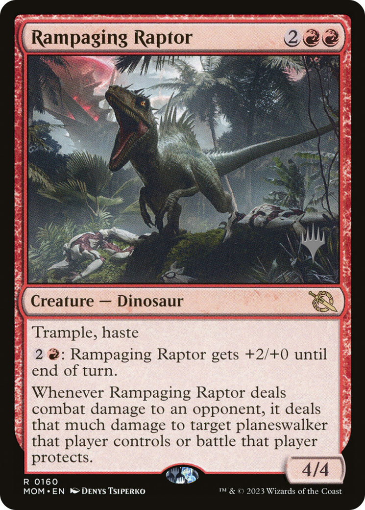 Rampaging Raptor (PPMOM-160) [March of the Machine Promos] Foil MTG Single Wizards of the Coast