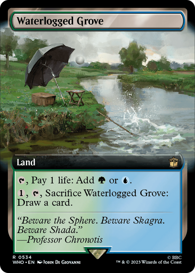 Waterlogged Grove (WHO-534) [Doctor Who] (Extended Art) Foil MTG Single Wizards of the Coast