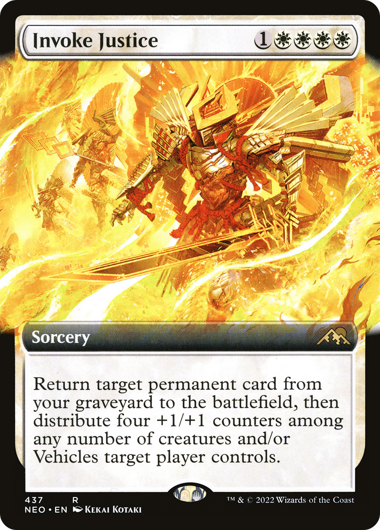 Invoke Justice (NEO-437) [Kamigawa: Neon Dynasty] (Extended Art) MTG Single Wizards of the Coast