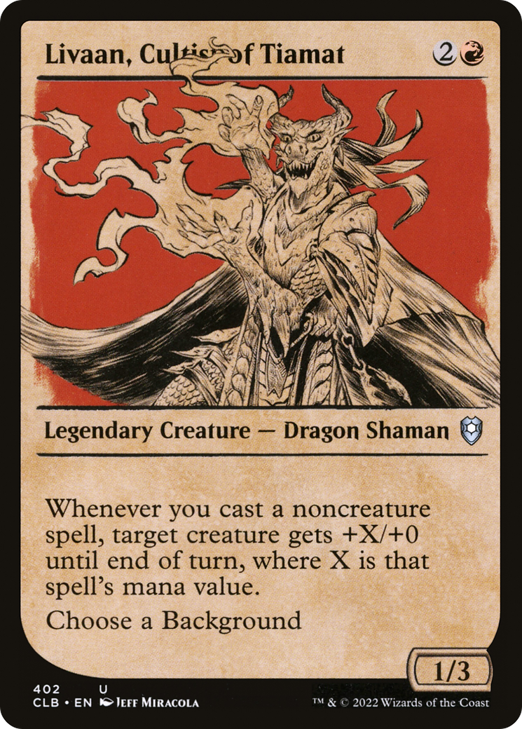 Livaan, Cultist of Tiamat (CLB-402) [Commander Legends: Battle for Baldur's Gate] (Showcase) Foil MTG Single Wizards of the Coast