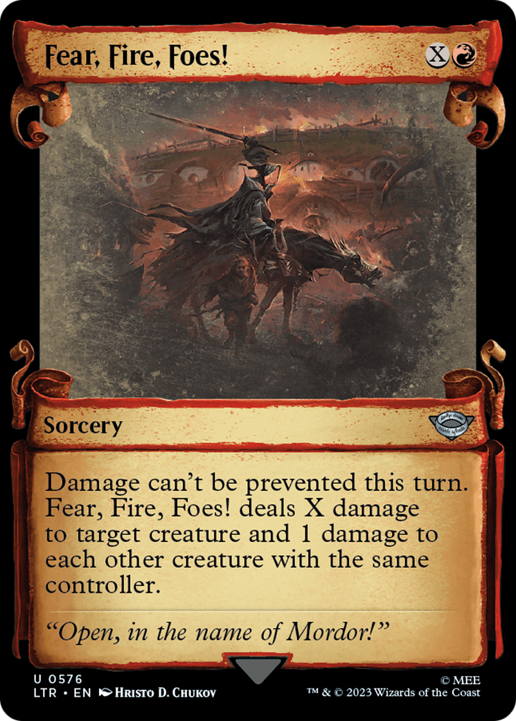 Fear, Fire, Foes! (Showcase Scrolls) (LTR-576) [The Lord of the Rings: Tales of Middle-earth] (Showcase) MTG Single Wizards of the Coast
