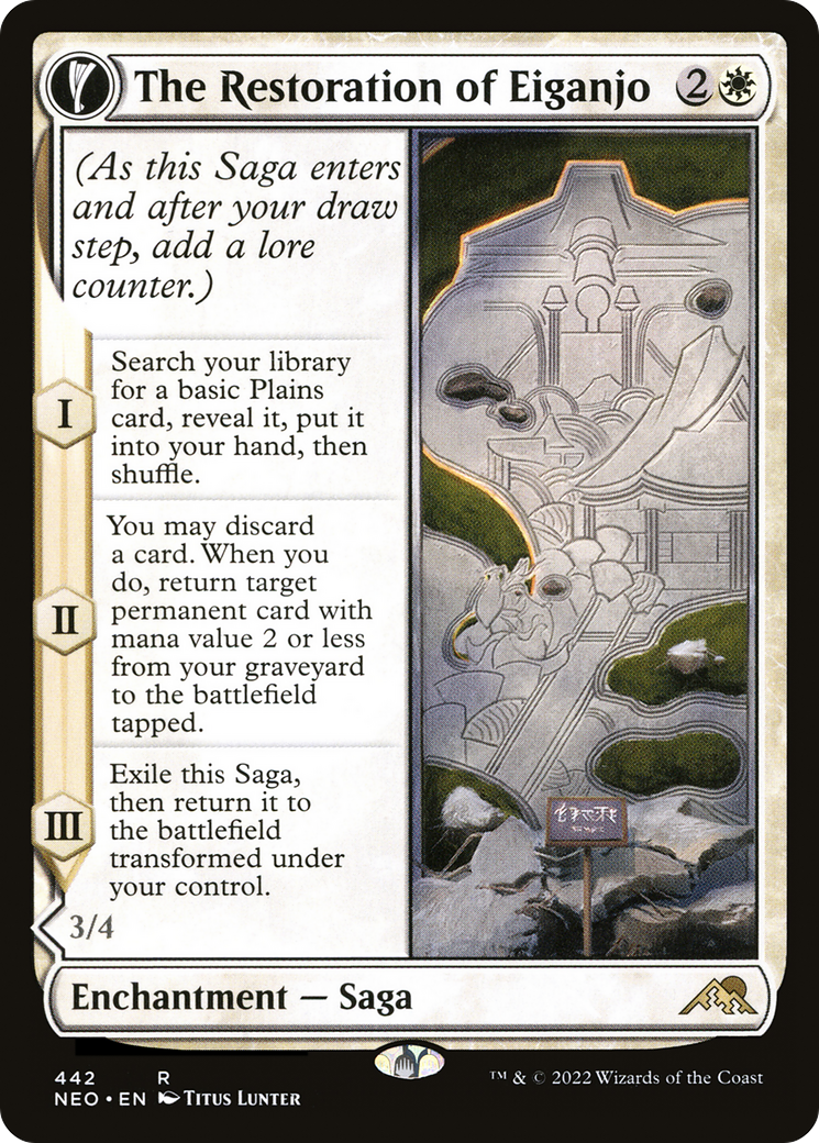 The Restoration of Eiganjo // Architect of Restoration (NEO-442) [Kamigawa: Neon Dynasty] (Extended Art) Foil MTG Single Wizards of the Coast