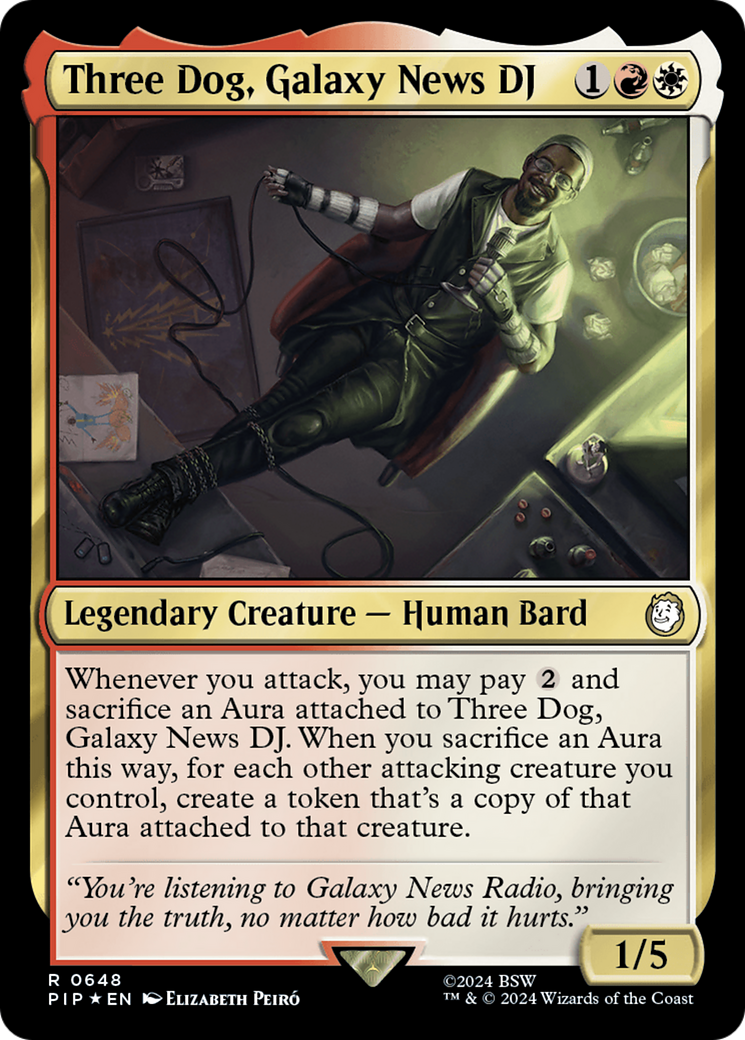 Three Dog, Galaxy News DJ (Surge Foil) (PIP-648) [Fallout] Foil MTG Single Wizards of the Coast