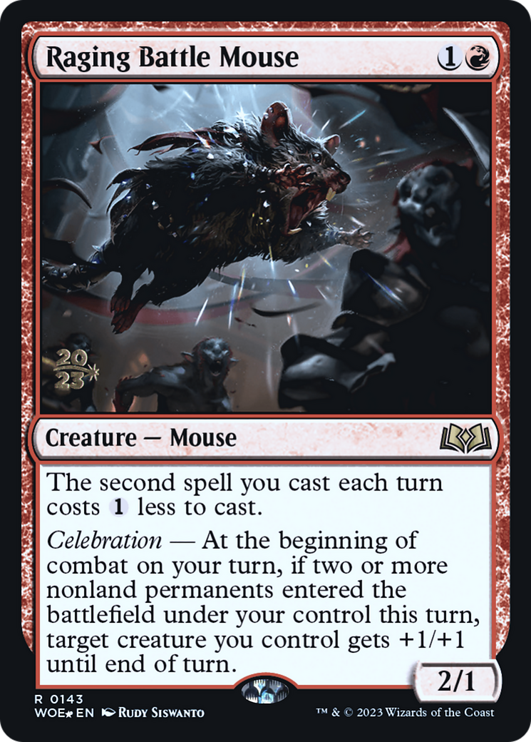 Raging Battle Mouse (PRE-143) [Wilds of Eldraine Promos] Foil MTG Single Wizards of the Coast
