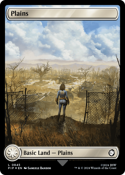 Plains (0845) (Surge Foil) (PIP-845) [Fallout] Foil MTG Single Wizards of the Coast