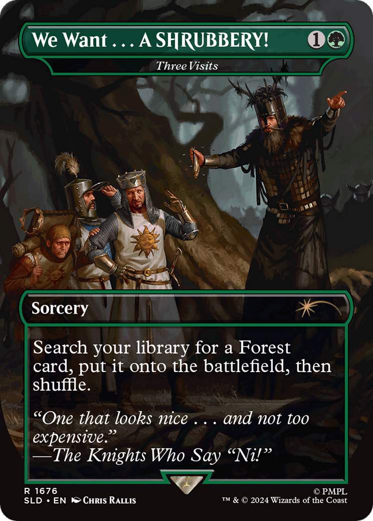 We Want...A SHRUBBERY! - Three Visits (SLD-1676) [Secret Lair] Drop (Borderless) Foil MTG Single Wizards of the Coast