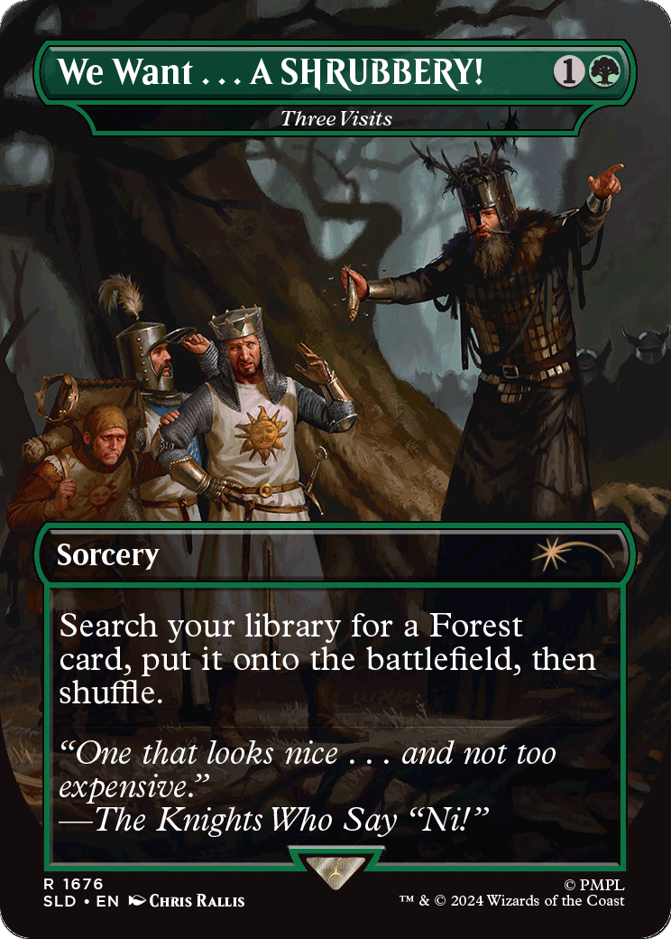 We Want...A SHRUBBERY! - Three Visits (SLD-1676) [Secret Lair] Drop (Borderless) Foil MTG Single Wizards of the Coast