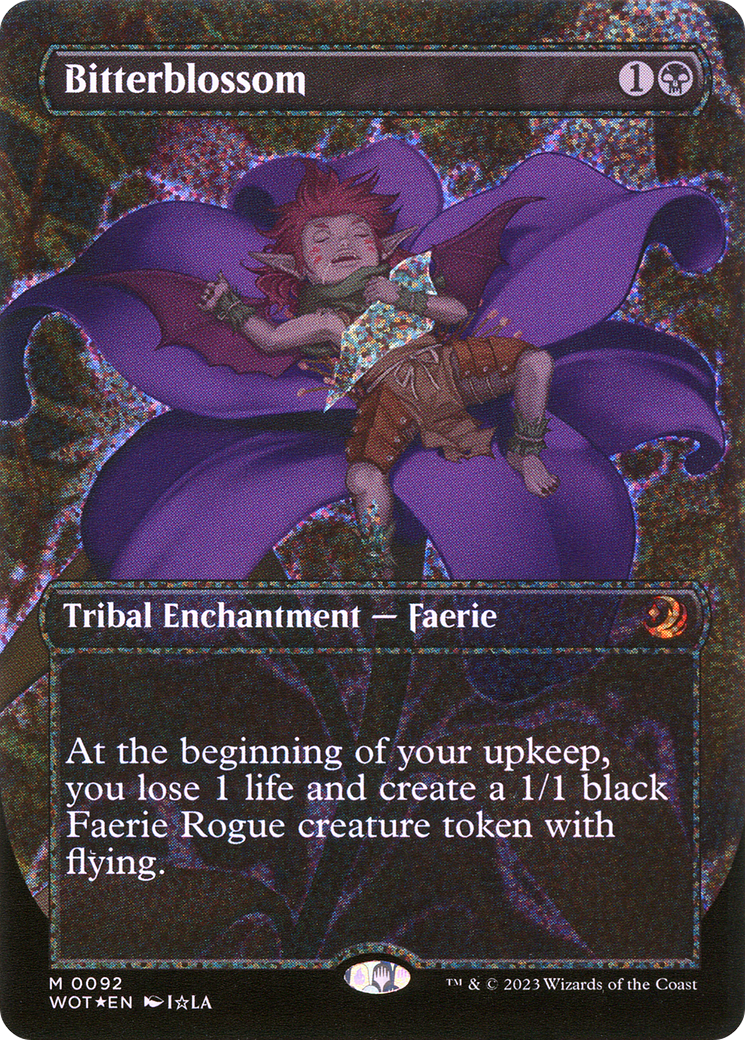 Bitterblossom (Anime Borderless) (Confetti Foil) (WOT-092) [Wilds of Eldraine: Enchanting Tales] (Borderless) Foil MTG Single Wizards of the Coast