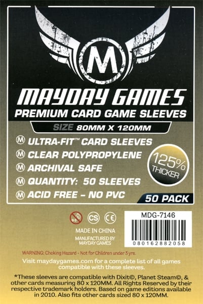 Mayday: Premium Large Card Sleeves 80mm X 120mm 50Ct Card Sleeves Mayday Games