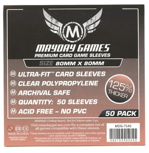 Mayday: Premium Medium Square Sleeves 80mm X 80mm 50Ct Card Sleeves Mayday Games