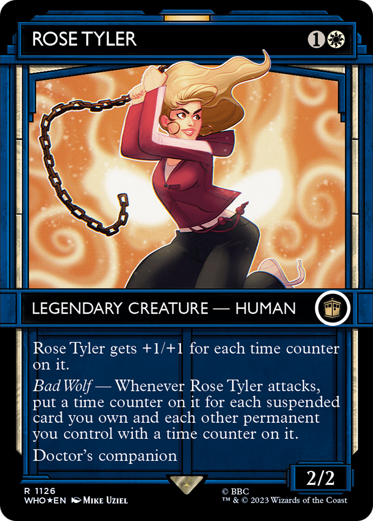 Rose Tyler (Surge Foil) (WHO-1126) [Doctor Who] (Showcase) (Borderless) Foil MTG Single Wizards of the Coast