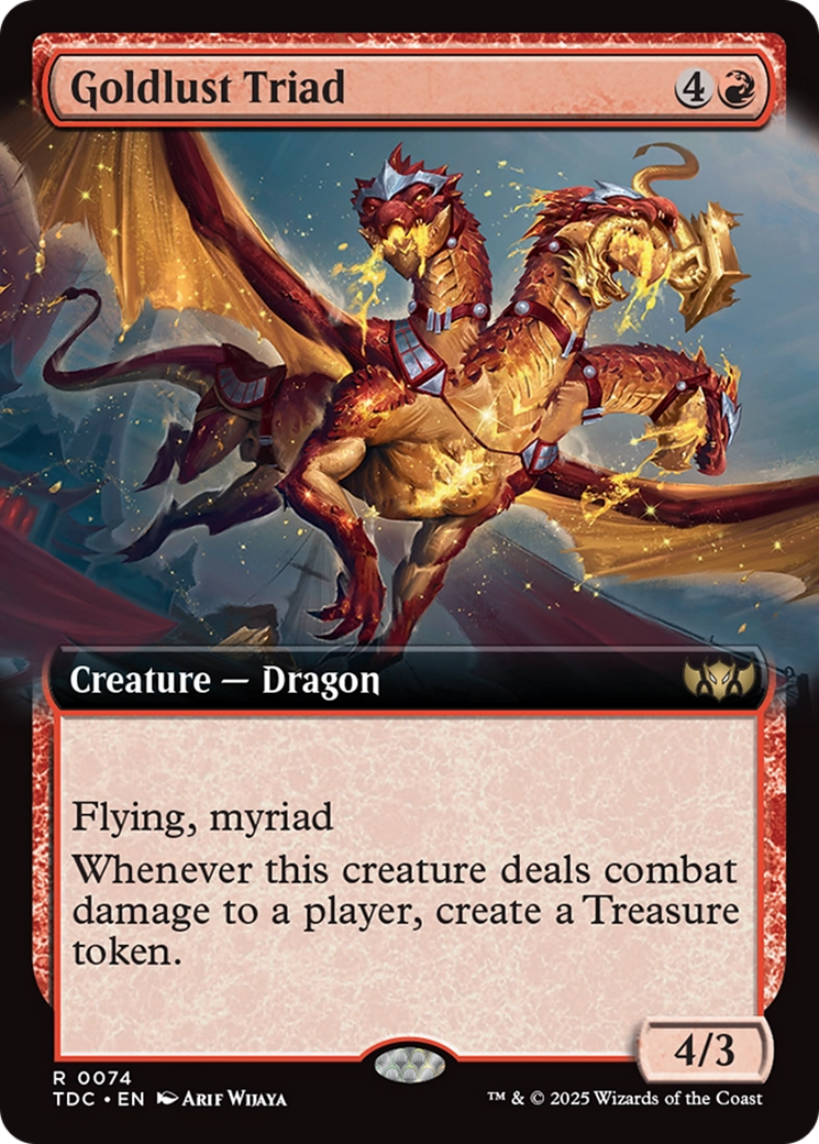 Goldlust Triad (Extended Art) (TDC-074) [Commander: Tarkir: Dragonstorm]: (Extended Art) MTG Single Wizards of the Coast
