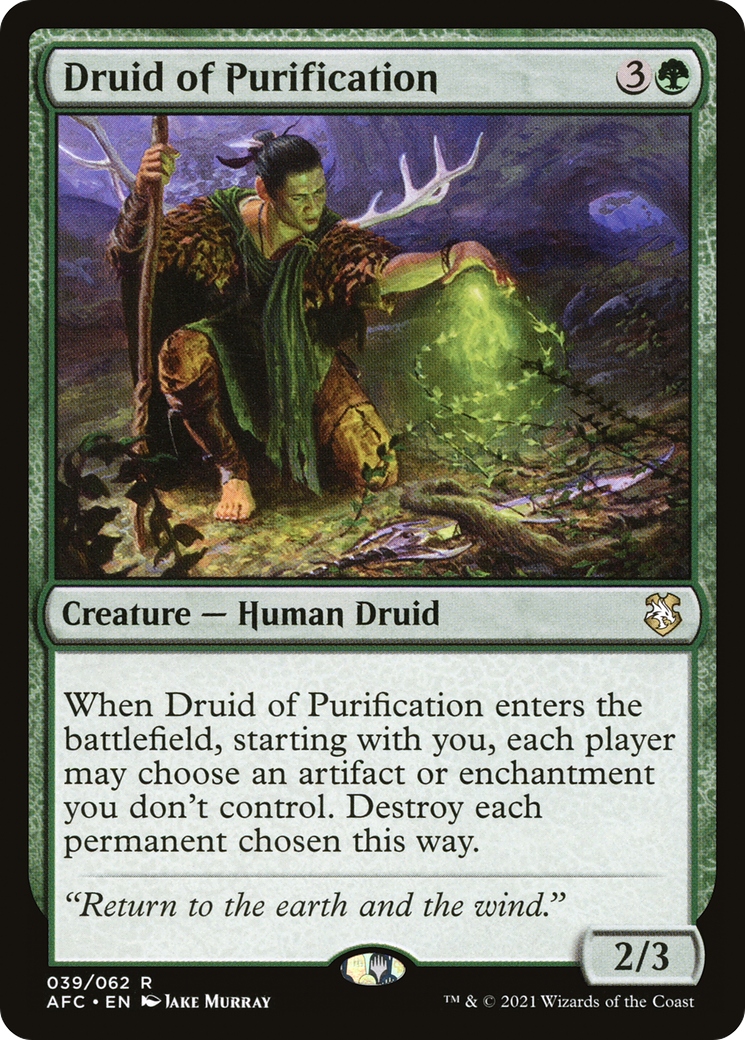 Druid of Purification (AFC-039) [Forgotten Realms Commander] MTG Single Wizards of the Coast