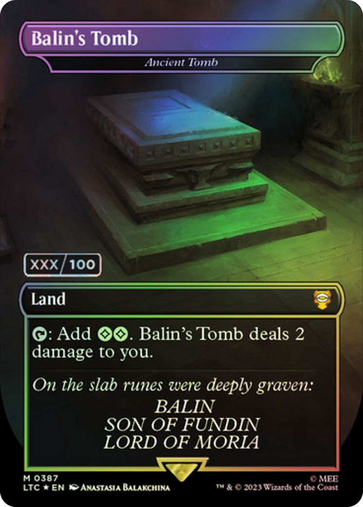 Balin's Tomb - Ancient Tomb (Serial Numbered) (LTC-387) [Tales of Middle-earth Commander] (Borderless) Foil MTG Single Wizards of the Coast