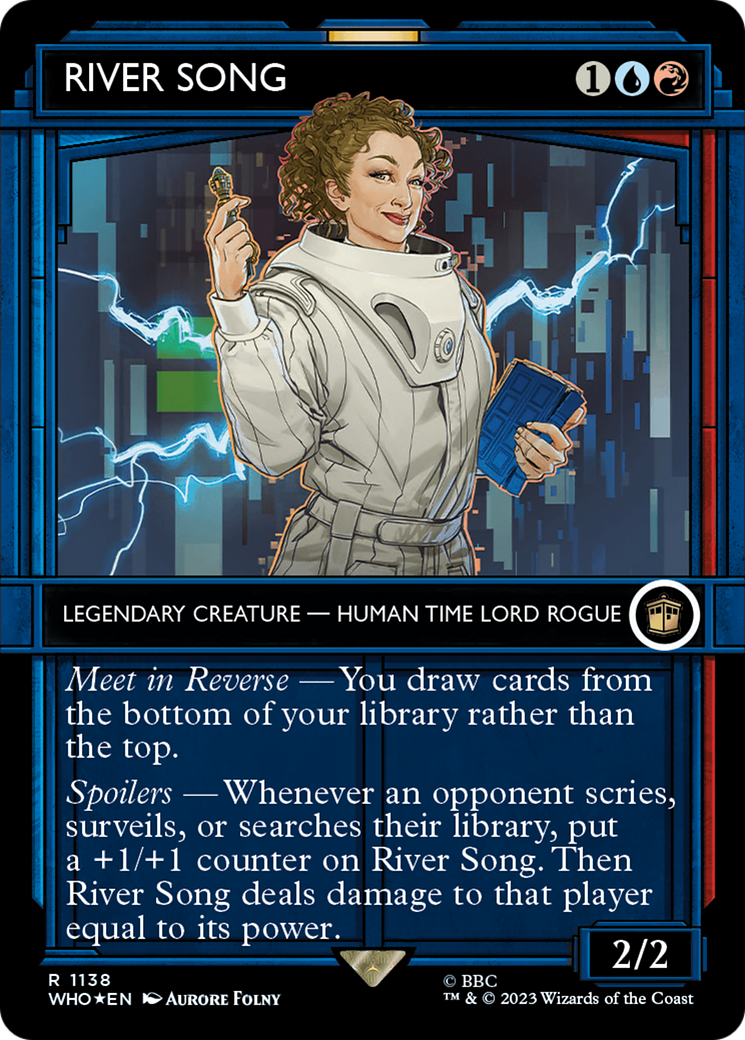 River Song (Surge Foil) (WHO-1138) [Doctor Who] (Showcase) (Borderless) Foil MTG Single Wizards of the Coast