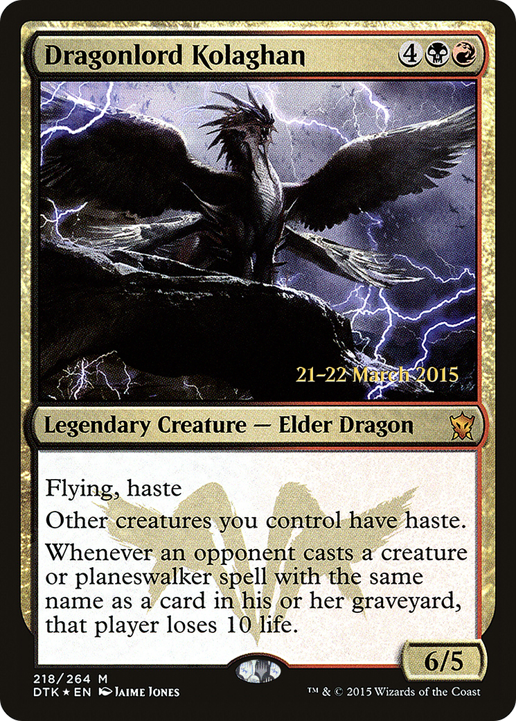 Dragonlord Kolaghan [Dragons of Tarkir Prerelease Promos] MTG Single Magic: The Gathering