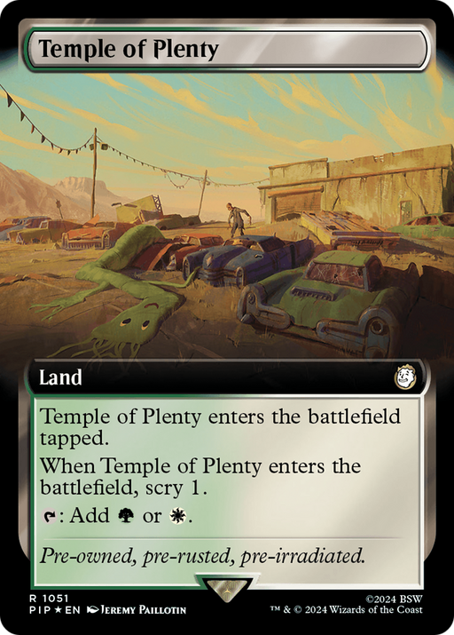 Temple of Plenty (Surge Foil) (PIP-1051) [Fallout] (Extended Art) Foil MTG Single Wizards of the Coast