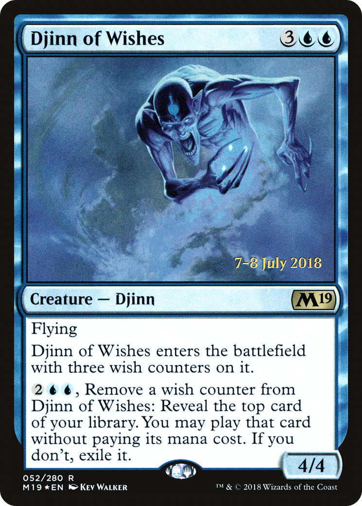 Djinn of Wishes (PRE-052) [Core Set 2019 Promos] Foil MTG Single Wizards of the Coast