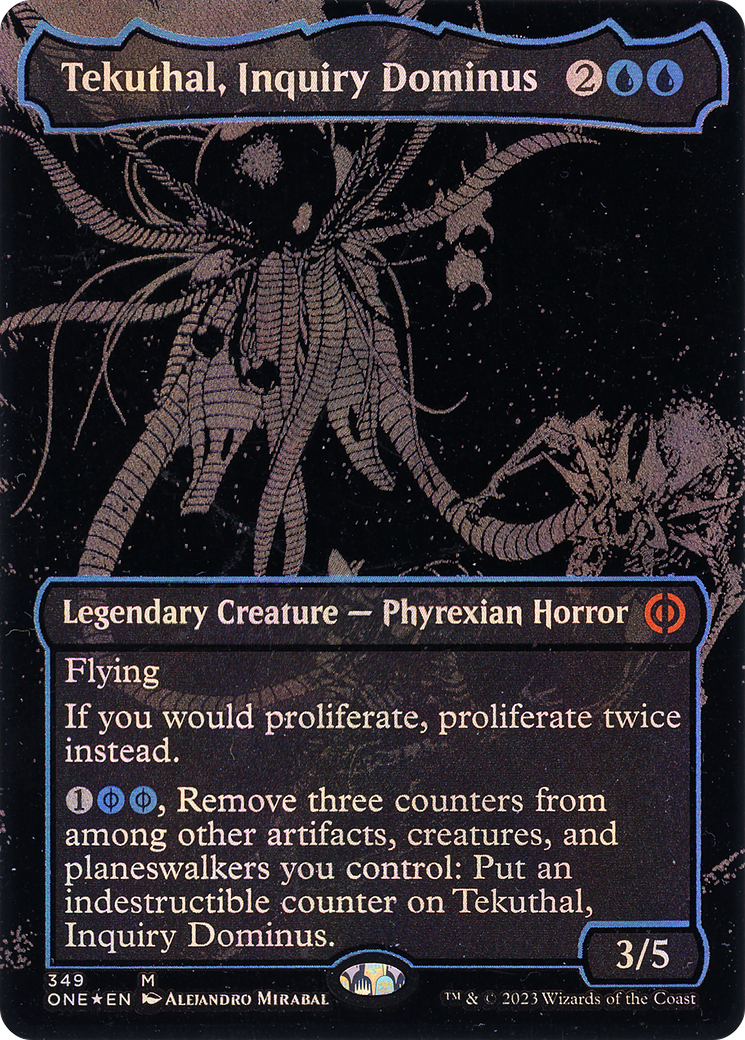 Tekuthal, Inquiry Dominus (Oil Slick Raised Foil) (ONE-349) [Phyrexia: All Will Be One] (Borderless) Foil MTG Single Wizards of the Coast