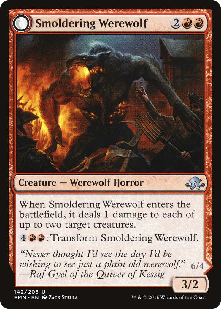 Smoldering Werewolf // Erupting Dreadwolf (EMN-142) [Eldritch Moon] MTG Single Wizards of the Coast