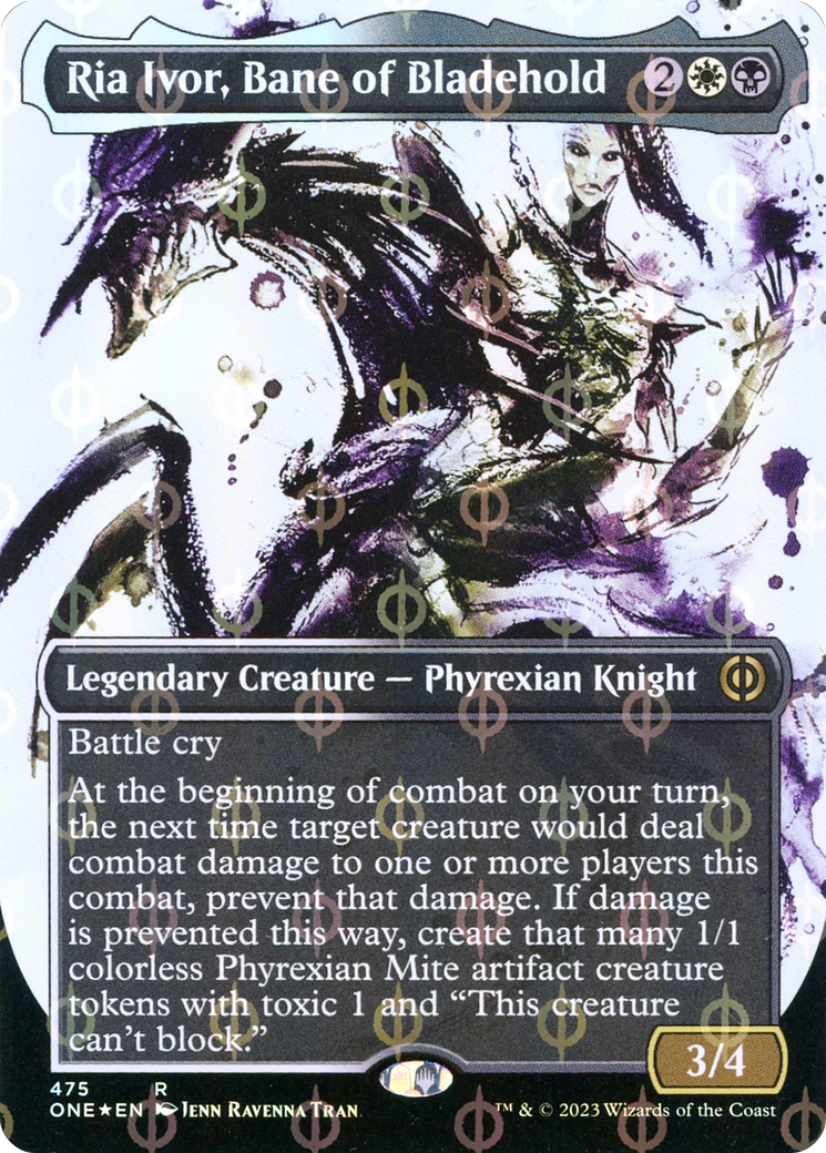 Ria Ivor, Bane of Bladehold (Step-and-Compleat Foil) (ONE-475) [Phyrexia: All Will Be One] (Showcase) (Borderless) Foil MTG Single Wizards of the Coast