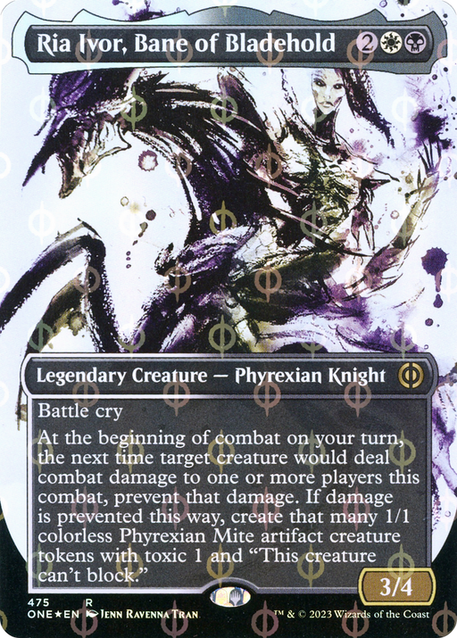 Ria Ivor, Bane of Bladehold (Step-and-Compleat Foil) (ONE-475) [Phyrexia: All Will Be One] (Showcase) (Borderless) Foil MTG Single Wizards of the Coast