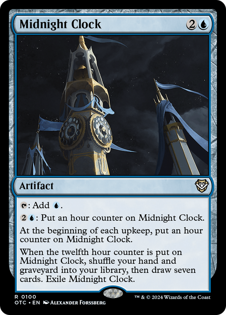 Midnight Clock (OTC-100) [Outlaws of Thunder Junction Commander] MTG Single Wizards of the Coast