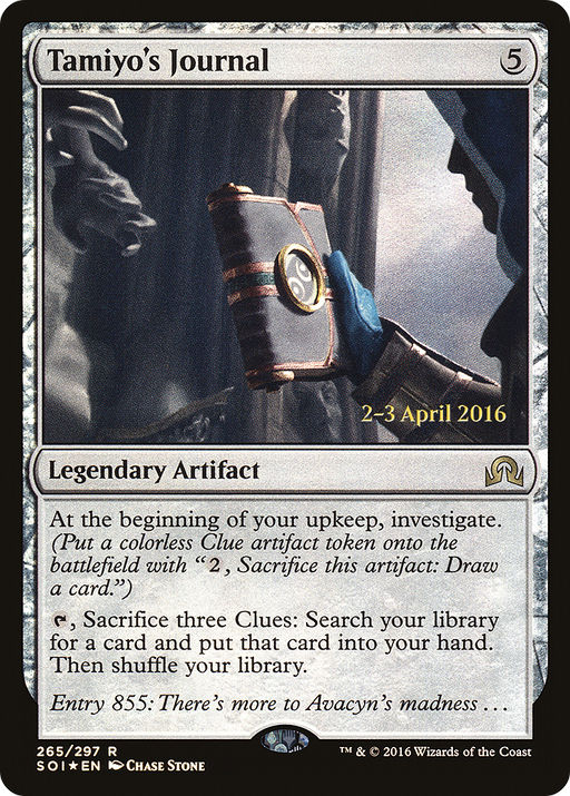 Tamiyo's Journal (Entry 855) (PRE-265) [Shadows over Innistrad Promos] Foil MTG Single Wizards of the Coast