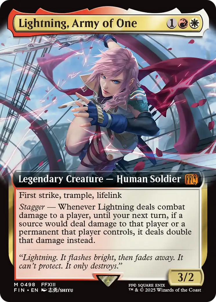 Lightning, Army of One (FIN-498) [FINAL FANTASY] (Extended Art) MTG Single Wizards of the Coast